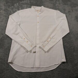 Folk Dress Shirt Cotton Mens Size 3 Medium White Long Sleeve